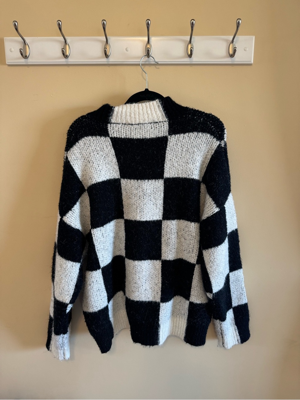 Checkerboard Crewneck Sweater - Black & White - Picture 3 of 4